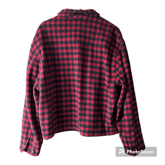 J Crew Men’s Buffalo Plaid Red & Black Wool Blend Full Front Zip Jacket EUC SZ L - Picture 2 of 16